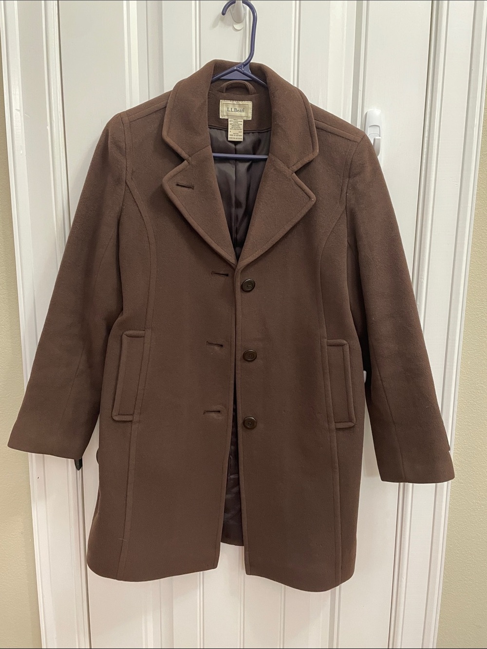 L.L. Bean Brown Lambswool Pea Coat
